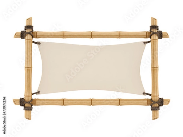 Obraz render of a bamboo sign, isolated on white