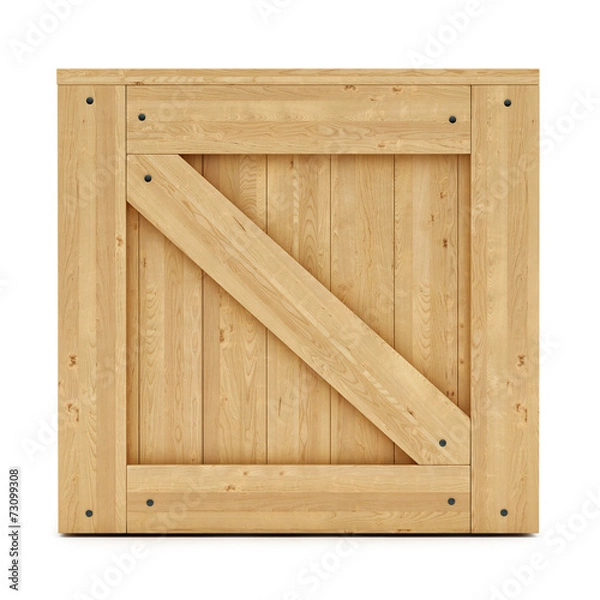 Obraz renderowanie drewniane pudełko, na białym tle