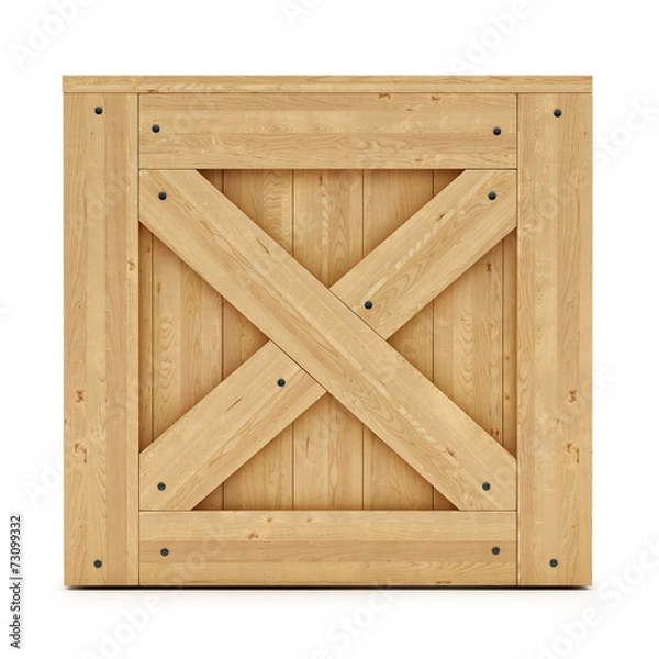 Obraz render of a wooden box, isolated on white
