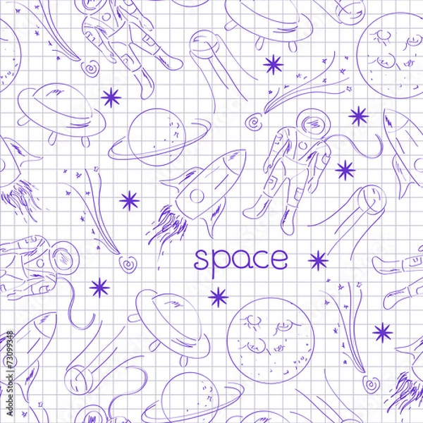 Fototapeta Space vector seamless pattern
