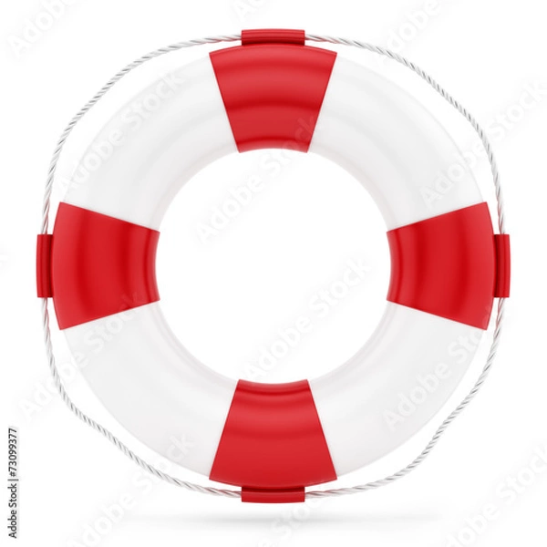 Obraz render of a lifebelt, isolated on white