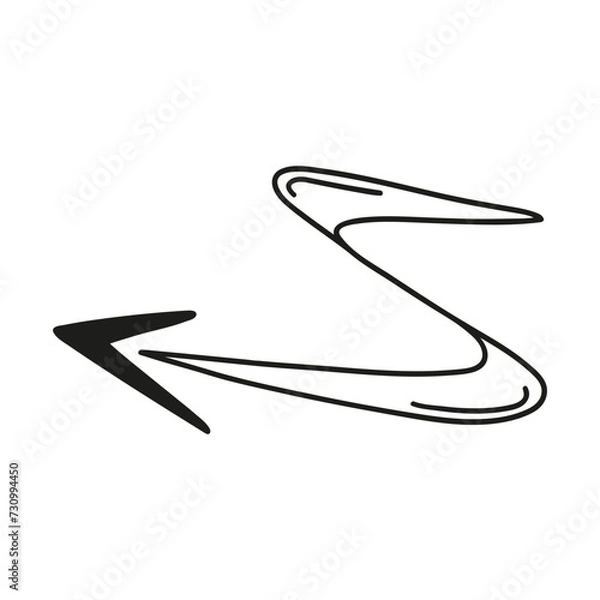 Obraz Hand drawn arrow isolated on a white background. Doodle, simple outline illustration. It can be used for decoration of textile, paper.
