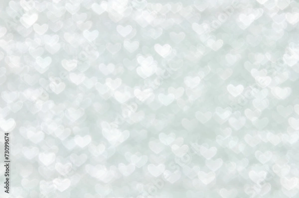 Fototapeta defocused abstract white hearts light background