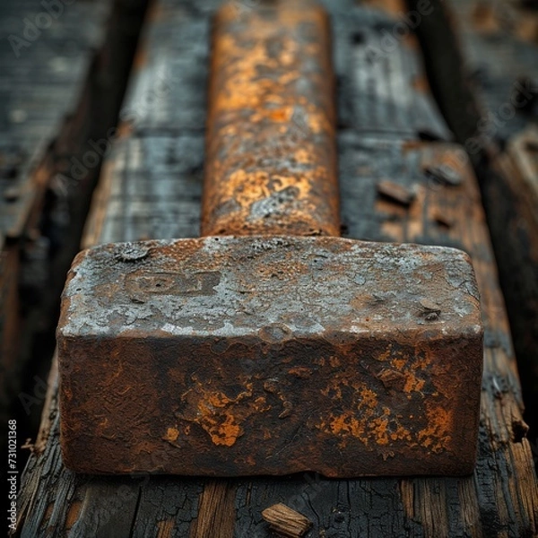Fototapeta Close-Up of Rustic Tools, Macro photography featuring the worn and rustic details of tools.