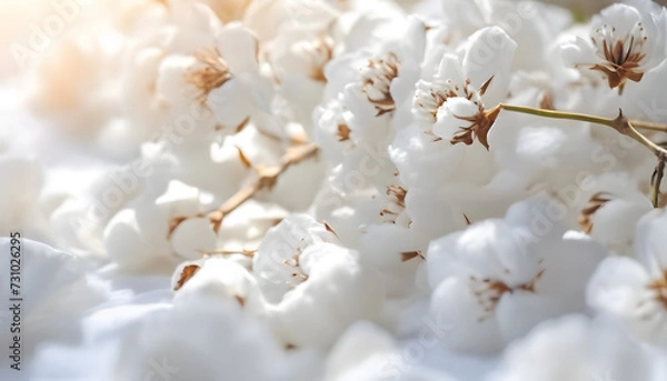 Fototapeta white flowers cotton on a branch