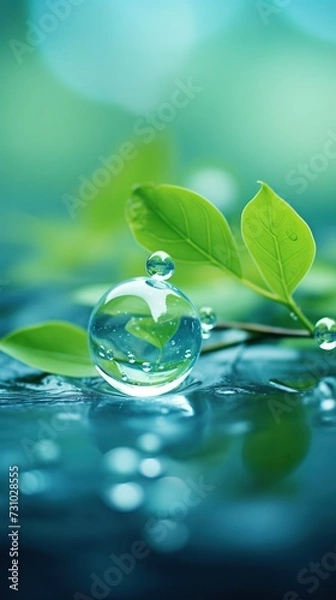 Fototapeta Ecosystem water drop nature, small plant.