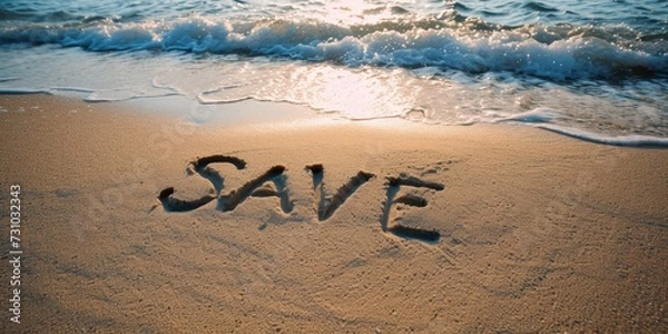 Fototapeta conceptual word "SAVE" on wooden cubes