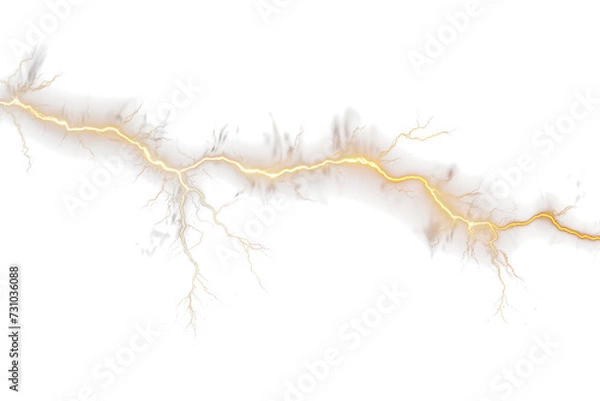 Fototapeta High Voltage Power  Realistic Lightning Bolt Effect on Transparent Background - Royalty-Free PNG