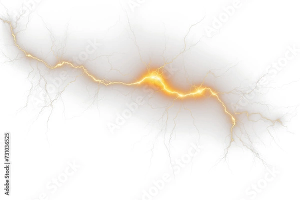Fototapeta Electrifying Realistic Lightning Bolt Overlay on Transparent Background