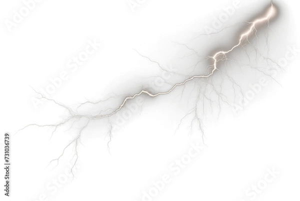 Fototapeta High-Voltage Thunderstorm Strikes  Lifelike Lightning Bolt Effects on Transparent Background - Instant Download