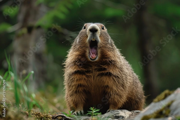 Obraz The groundhog woke up in the spring, talking about the arrival of early spring