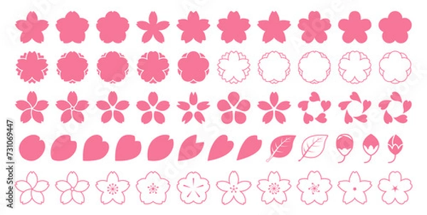 Obraz 桜と花びらのアイコンセット