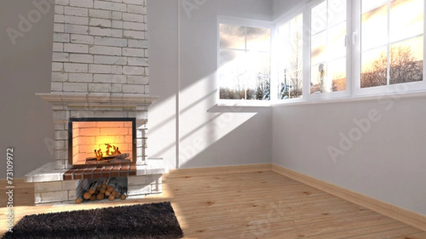 Obraz Wohnzimmer mit Kamin