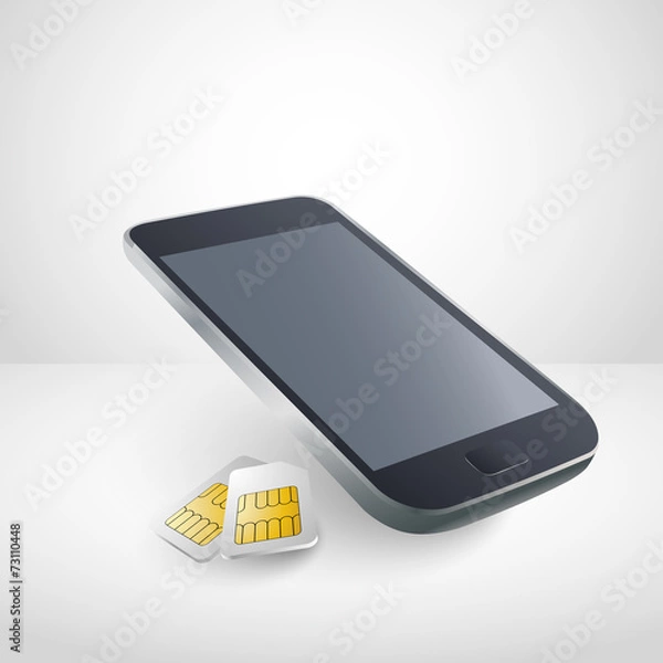 Obraz Realistic mobile phone with sim cards
