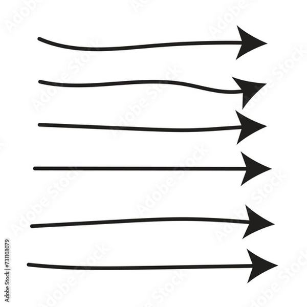 Fototapeta Hand drawn arrows vector set. Arrows icons vector hand drawn editable set. Arrow sketch handmade doodle swipe up symbol sign isolated design