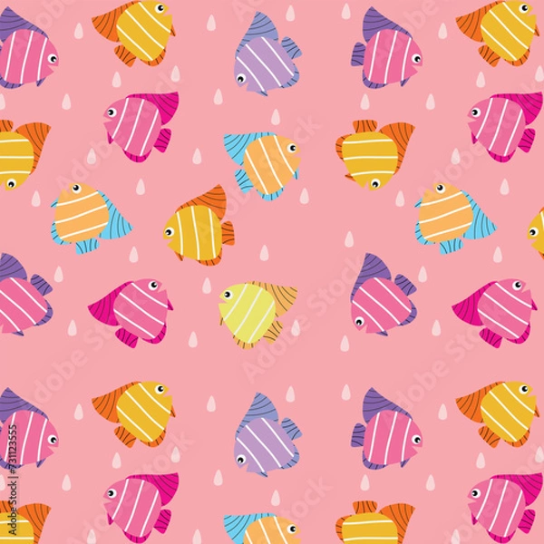 Obraz Vector seamless fish pattern design