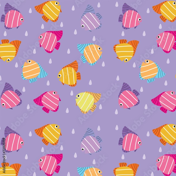 Obraz Vector seamless fish pattern design