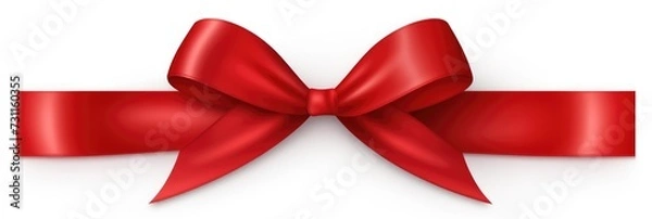 Fototapeta Silky Red Long Ribbon Element for Decoration. Abstract Horizontal Flat Design with Macro Closeup.