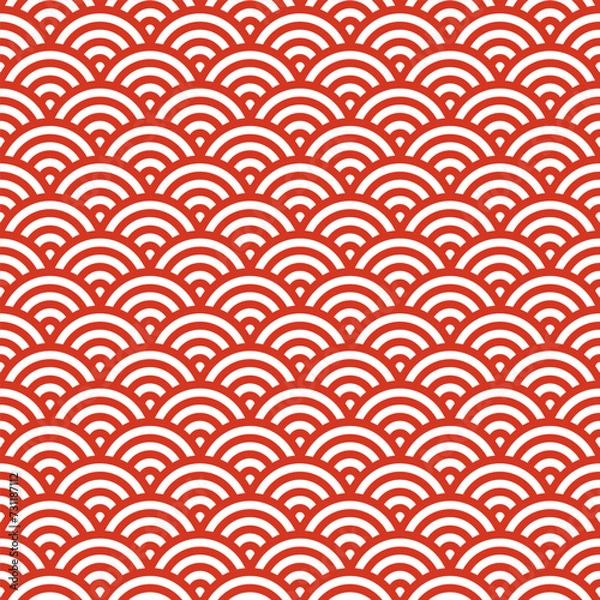 Obraz Traditional Japanese waves seamless pattern. Oriental print with geometric design.