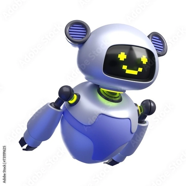 Fototapeta Variety of 3D Robot Expressions Illustration