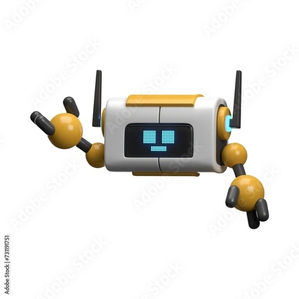 Fototapeta Variety of 3D Robot Expressions Illustration