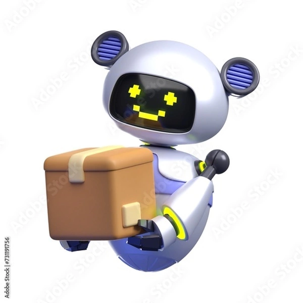 Fototapeta Variety of 3D Robot Expressions Illustration