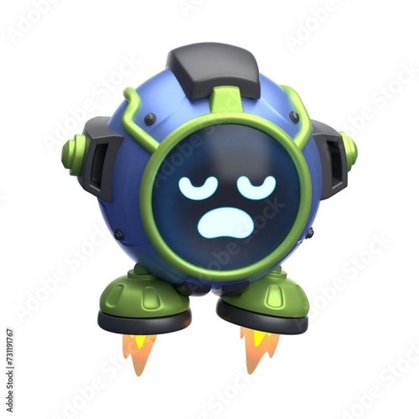 Fototapeta Variety of 3D Robot Expressions Illustration