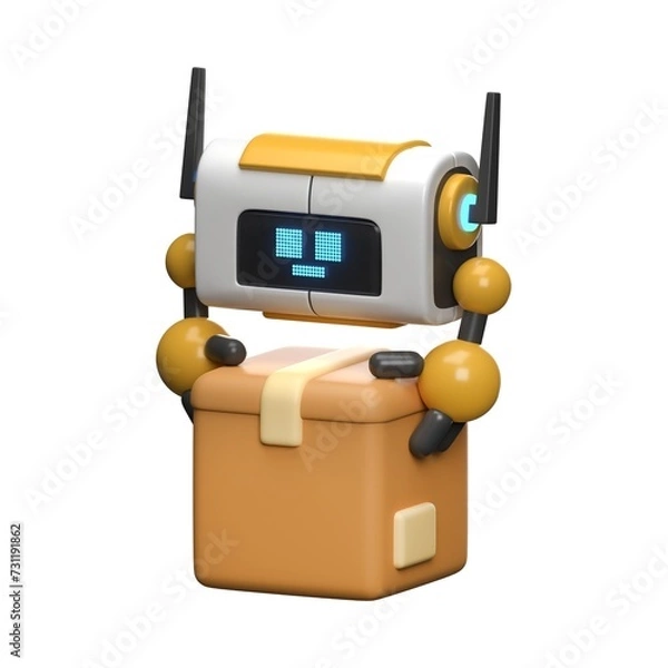 Fototapeta Variety of 3D Robot Expressions Illustration