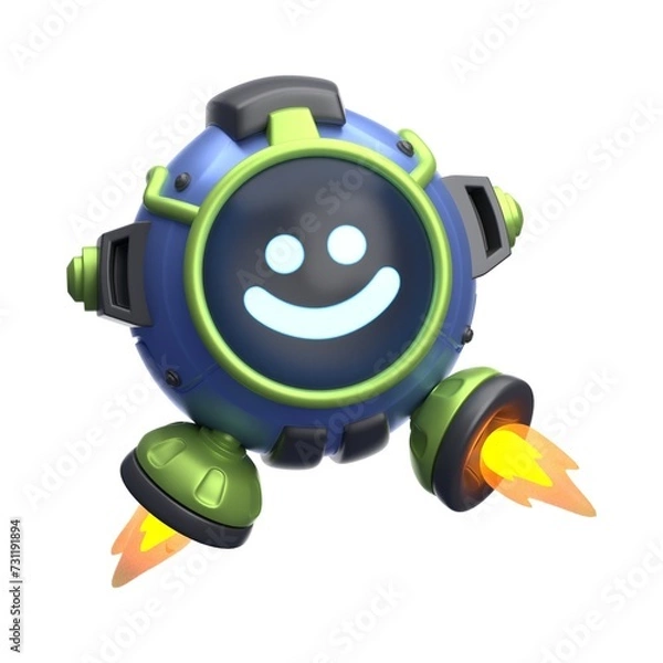 Fototapeta Variety of 3D Robot Expressions Illustration