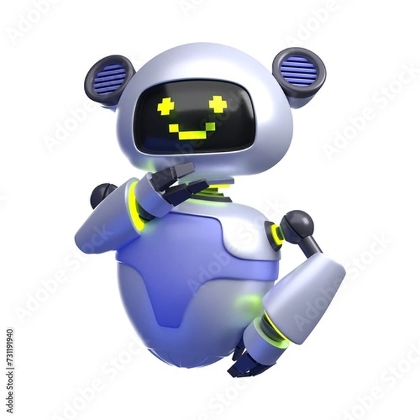 Fototapeta Variety of 3D Robot Expressions Illustration