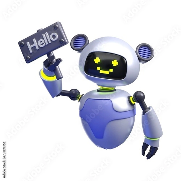Fototapeta Variety of 3D Robot Expressions Illustration