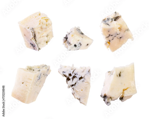 Obraz pieces of gorgonzola on a white background