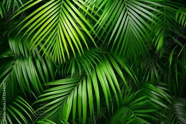 Fototapeta Palm leaves background Offering a tropical and lush image that conveys the exotic and refreshing essence of nature