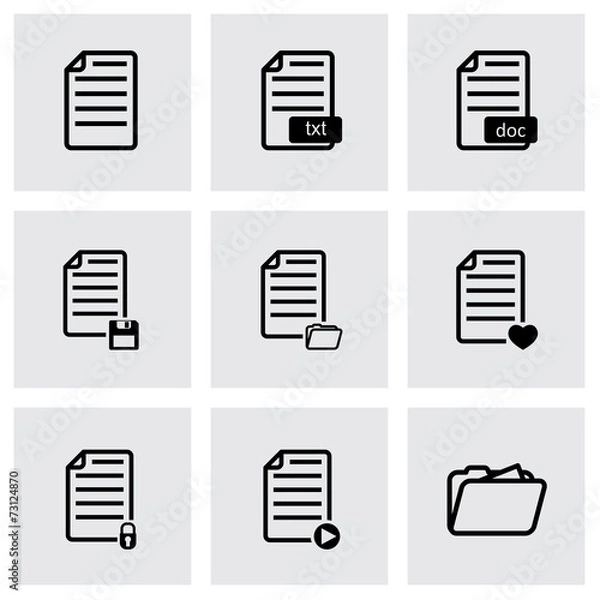 Fototapeta Vector black documents icon set