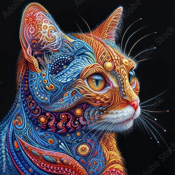 Fototapeta mandala image of a cat 