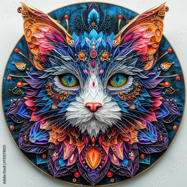 Fototapeta mandala image of a cat 