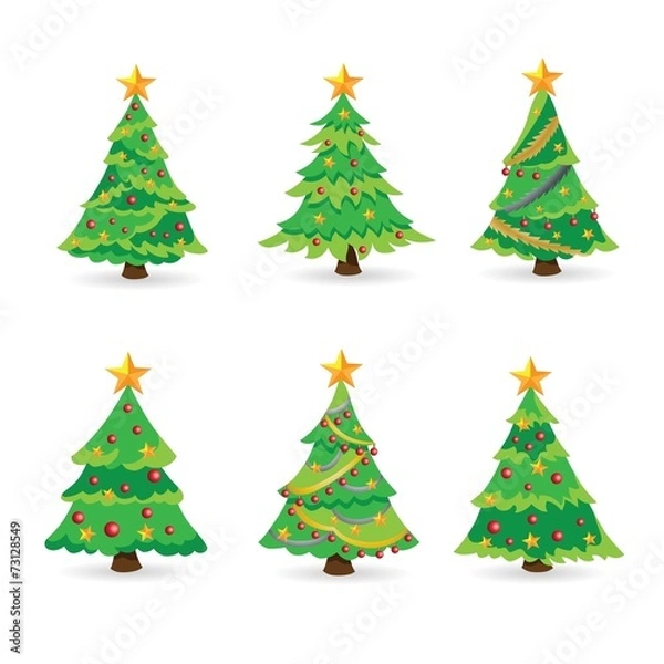 Fototapeta Decorated Christmas tree on white background