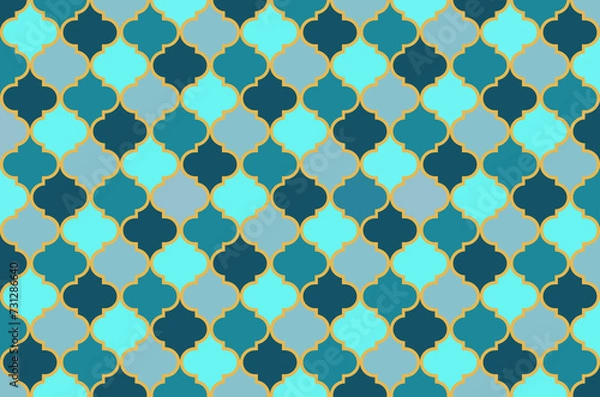Fototapeta Arabesque Mosaic. Geometric Trellis background. Quatrefoil Arabian Ethnic Tesselation. Persian Pattern. Traditional Moroccan background
