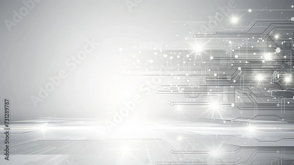 Fototapeta Grey technology background in processor style