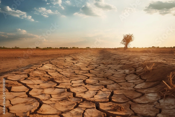 Fototapeta Barren Dry Soil at Low Angle in a Desert