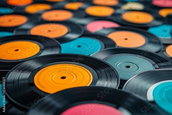 Obraz Assorted Colored Records on Table.  