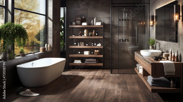 Fototapeta Modern shower room.  Stylish bathroom