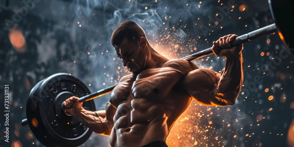 Fototapeta Body builder lifting weight