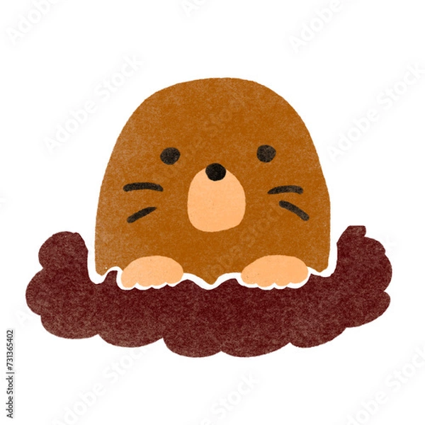 Fototapeta スタンプ風のひょっこりモグライラスト