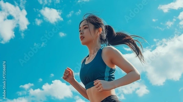 Obraz ランニングしているスポーツウェアの女性
