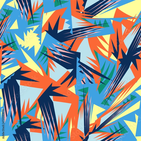 Fototapeta Seamless abstract urban pattern with curved triangle elements