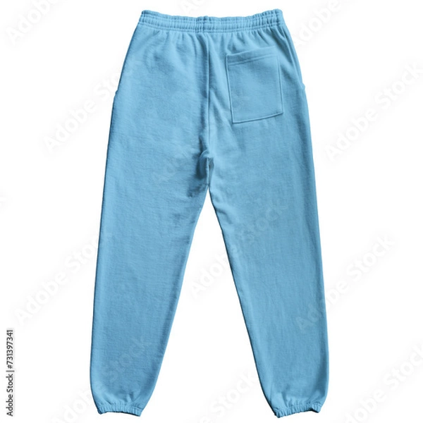 Fototapeta Blank Sweatpants Color Light Blue Back View Template Mockup on Transparent Background