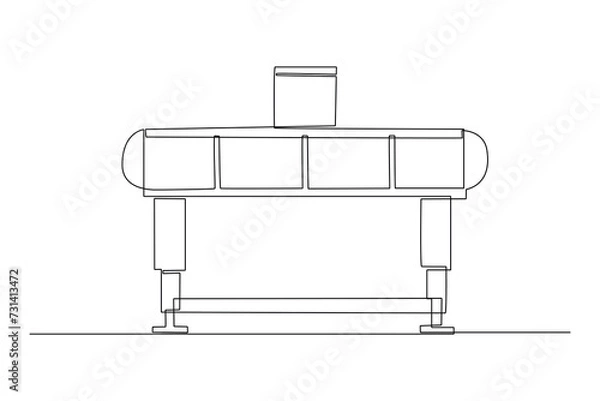 Fototapeta One single line drawing of Modern factory equipment, commercial vehicle, factory technology minimalist concept. Modern continuous line draw graphic design, Simple line