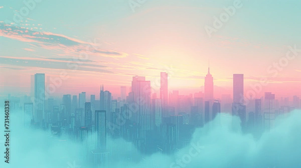 Obraz 雲に包まれる未来都市