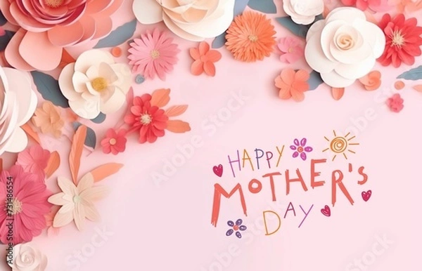 Fototapeta Happy Mother's Day wishing card background social media post 